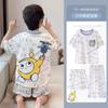 Cotton 3-Piece Pajama Set Boys Lightweight Short Sleeve Sleepwear Cartoon Print Home Wear Ages 8