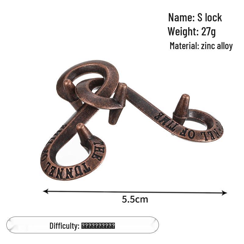 Zinc Alloy Kongming Puzzle Lock: Disentanglement Ring Educational Toy