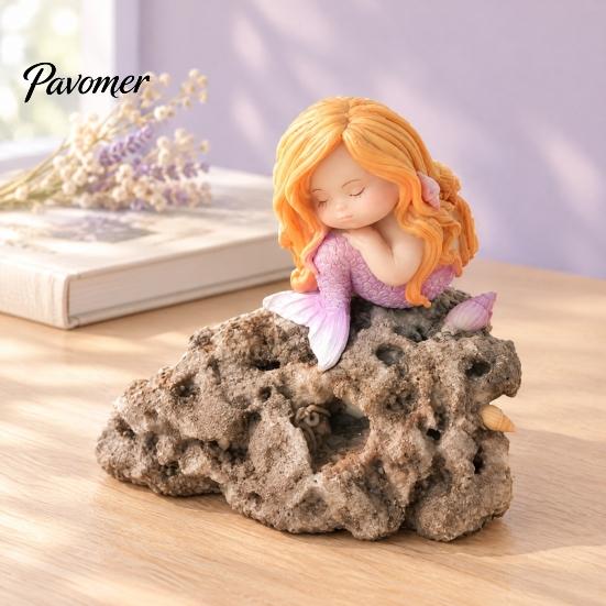 Decorative Statues for Birthday Sleeping Mermaid Figurine, Resin Cute Statue, Mini Ornament Desktop, Micro Landscape Accessories Aquarium Car