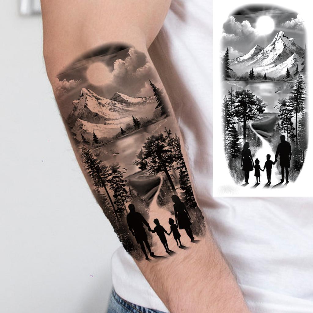 1 Sheet Death Skull Lion Temporary Tattoos For Men Women Adults Fake Wolf Skeleton Tattoo Sticker Sleeve Black Zeus