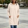Abito Felpa Lungo da Donna Casual Pullover con Cappuccio e Tasca a Marsupio Spacco Laterale Vestibilità Comoda Ampia