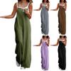 Lady Jumpsuit Collarless Spaghetti Strap Backless Sleeveless Loose Wide Leg Full Length Overalls Casual Daily Wear Outfit