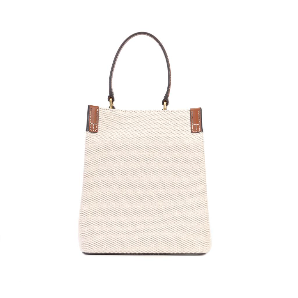 Tory Burch TB Blake Logo Large Capacity Canvas And Leather Bucket Bag Women Bags 86843-264