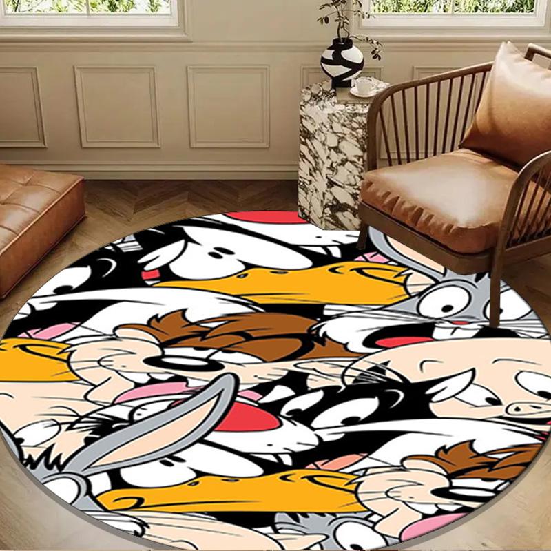 Cartoon rabbit Yellow Bird Round Rug for Livingroom,Bedroom, Palyroom, Chair Rug, Area rug, Circle Carpet, Large Size Fan Christmas gift