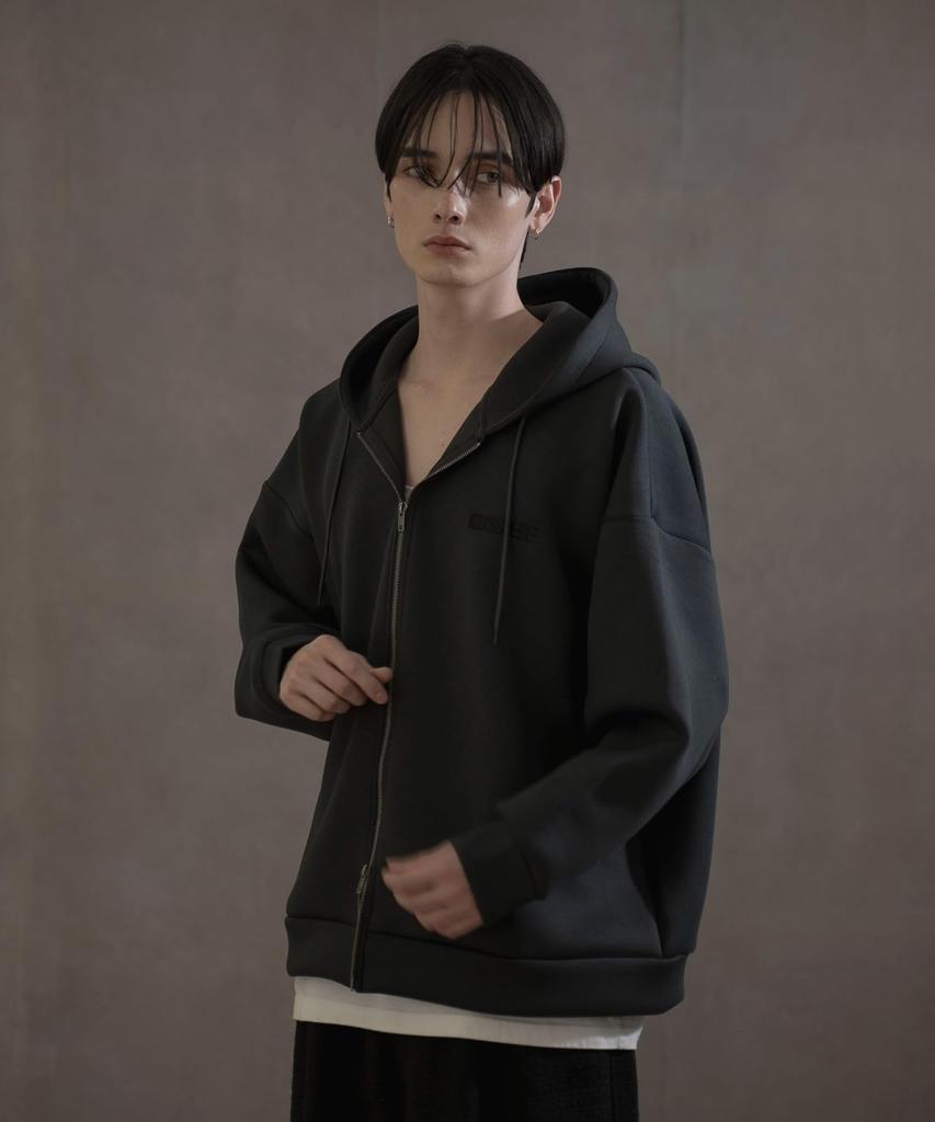 WEGO KEEPWARM BIG Zip Oversized Korean Size Charcoal Hoodie, Unisex, Sweatshirt, Silhouette, Simple, Casual, Style, Warm, Gift, Spring/Winter, Men's,