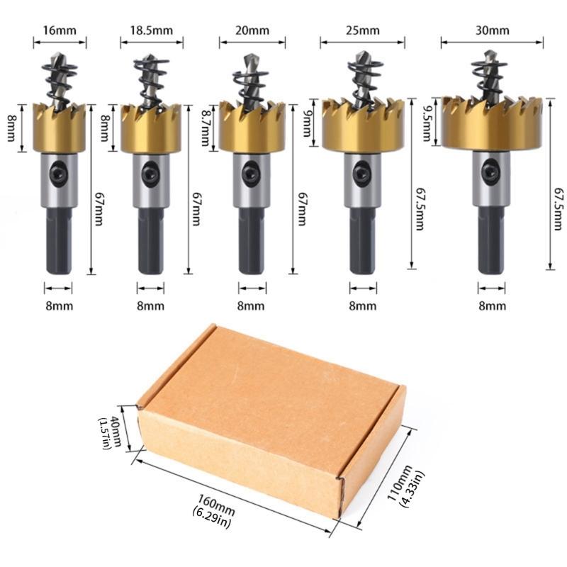 High Speed Steel Hole Cutter Set 15-40mm Suitable for Stainless Steel Iron & Wood Drilling Professional And DIY Projects
