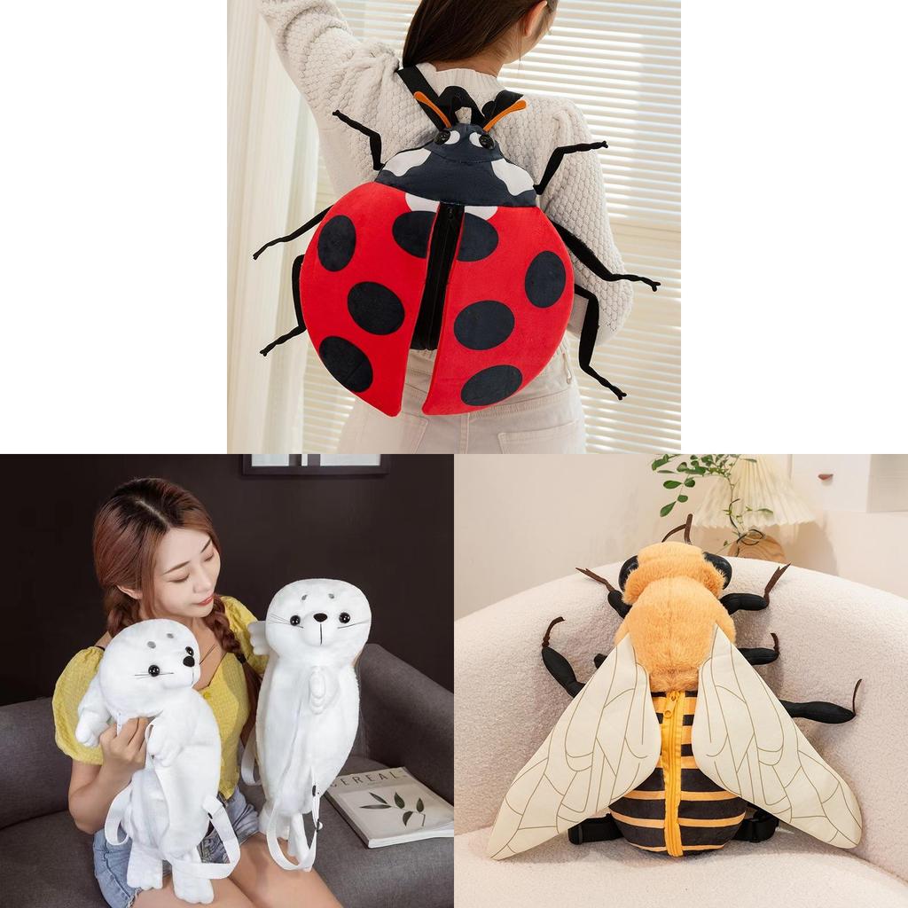 Cute Animal Seals Plush Backpack For Kids Girls Cartoon Cotton Stuffed Toy School Bag