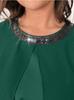 Completo da Donna Taglie Forti con Paillettes, Chiffon, Girocollo, Manica 3/4, Vita Elastica
