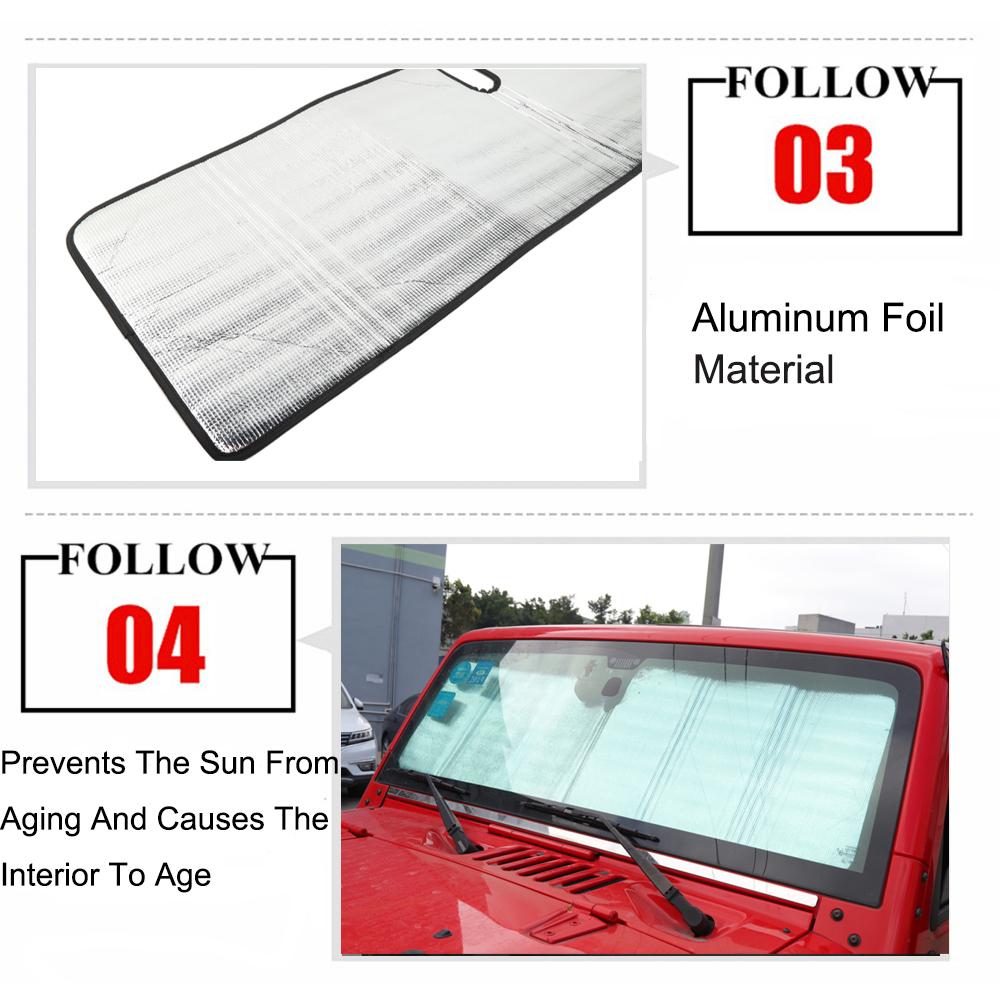 Car Front Windshield Sunshade Sun Visor UV Rays Cover for Jeep Wrangler TJ JK JL Gladiator JT 1997-2026 Up Interior AccessoriesWindshield Sunshades 1