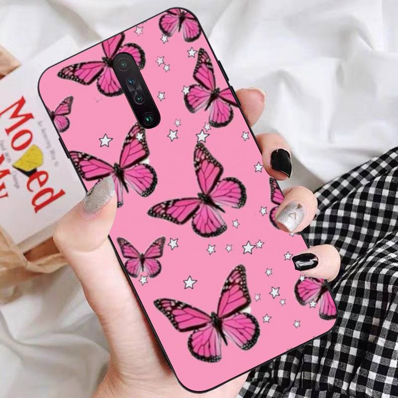 Beauty Pink Butterfly Phone Case For Redmi 9 5 S2 K30pro Silicone Fundas for Redmi 8 7 7A note 5 5A