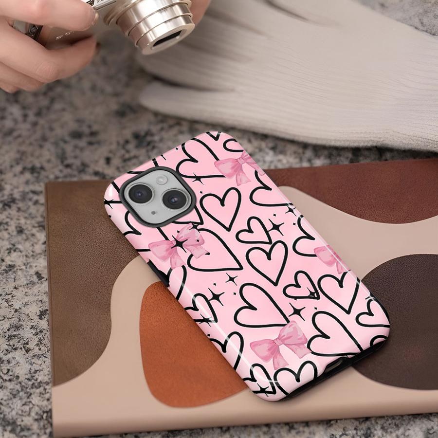 

Soft Cover Capa Phone Case for Apple iPhone 17 Plus Air 11 15 14 Pro Max XS XR 13 16 16e 12 Pink Heart iPhone 16
