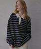 Odier Striped Collared T-Shirt - Navy