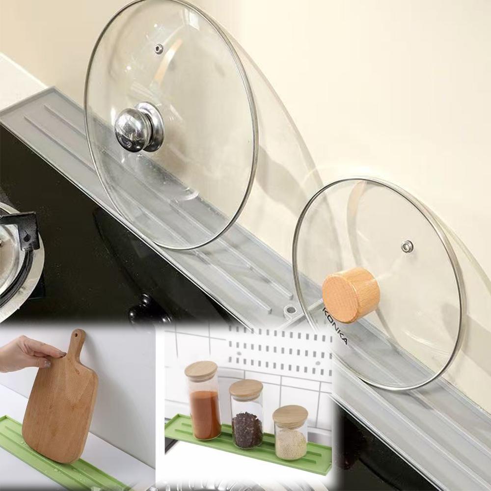 Silicone Countertop Pot Lid Storage Mat Heat Resistant Anti Slip Grooves Kitchen Sink Pad Holder Kitchen Supplies Sink Drainer Rack