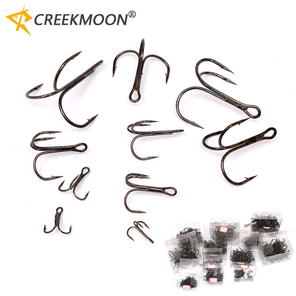 100/50pcs/Box Super Sharp Three Anchor Hook Sea Fishing Treble Barb Carbon Steel Triple Hooks for Jig Carp Fishing Lure Tackle