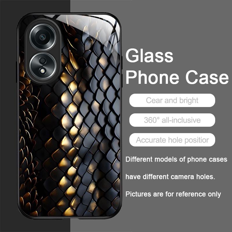 Art Black Golden Scale Texture Printed Tempered Glass Phone Case for Xiaomi 14 Pro+ 15 Ultra 15T 14T 13 12 11T Lite 10 5G Cover