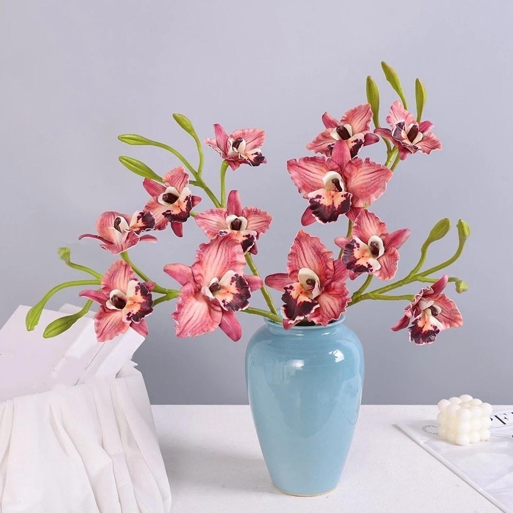 Echte Berührung Cattleya Orchideenstiel Lebensechte Optik Cymbidium Orchideen-Zweig Hochzeit