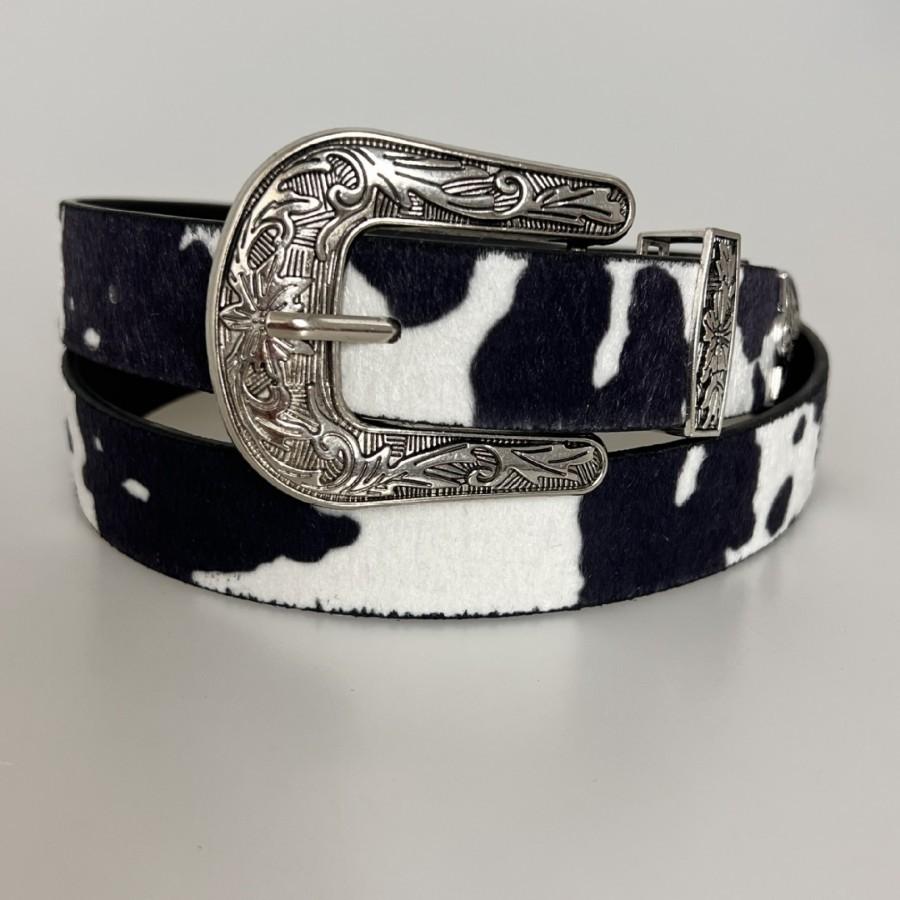 Western Denim Buckle Belt, Cow Print Belt DVN, Personalized, Fashionable and Versatile Denim Belt