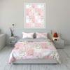 Pink Floral Patchwork Bedding Set 3PCS Sweet Pastoral Style Duvet Cover Pillowcases Soft Polyester Bed Linen for Girls Bedroom