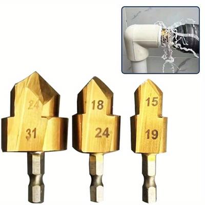 3Pcs PPR Lifting Stepped Drill Bit Hexagon Shank Water Pipe Connection Tool 20/25/32mm Full Open Process