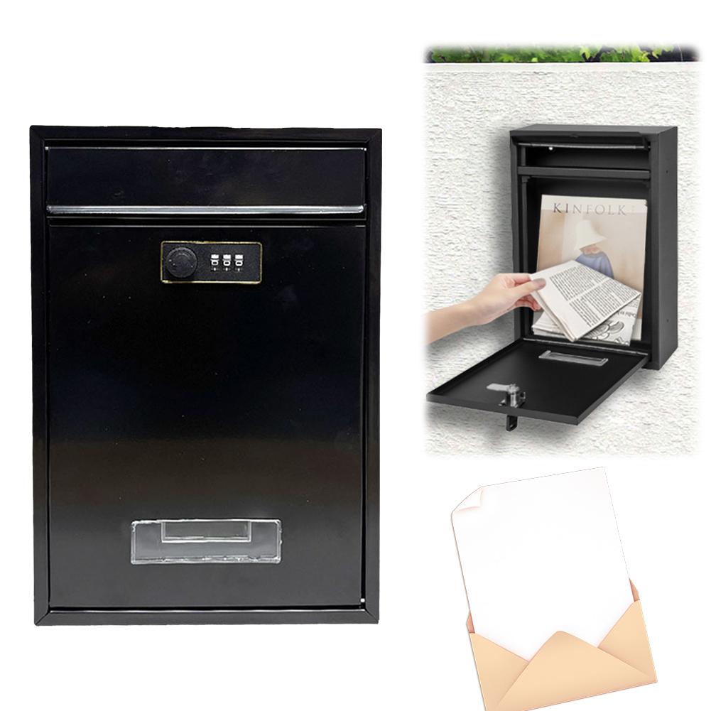 Modern Wall Mounted Mailbox Metal Iron Plate Rainproof Hanging Password Lock Postbox for After Hours Deposits Key & Letter Drop