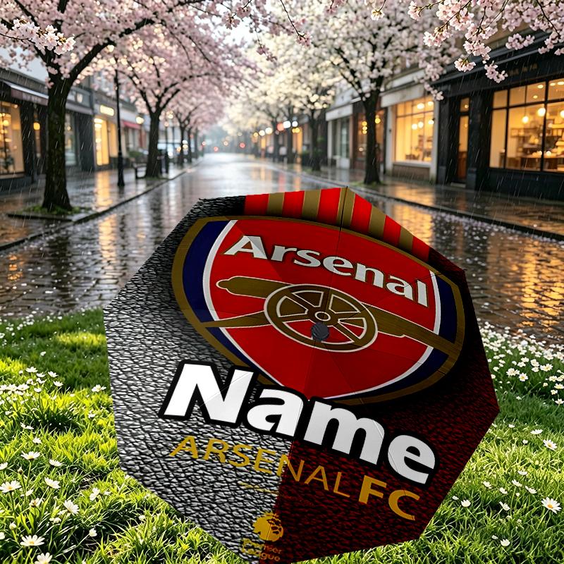 Custom Name Personalized football team Print Umbrella, Auto Open Close, 8‑Rib Sturdy Frame, Commute Camping Hiking Use, Birthday Gift