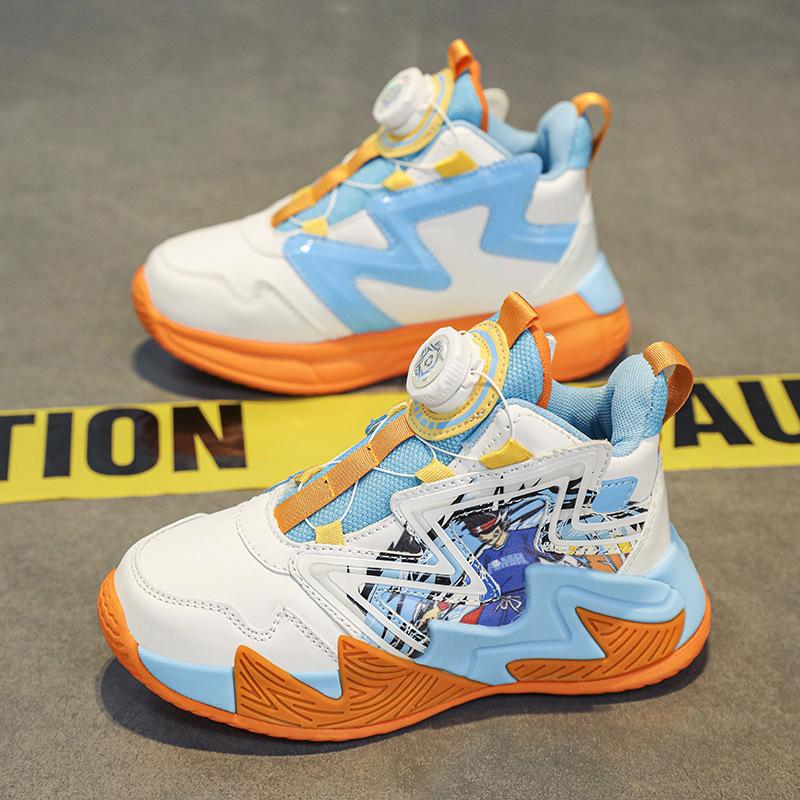 Children's Basketball Shoes Spring and Autumn Mesh Breathable New Boys' Primary School Students' Sports Shoes Boys' Wear-resistant Running Shoes