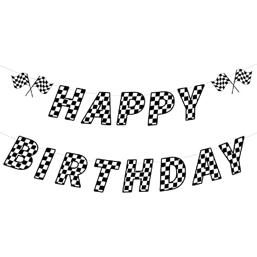 Sursurprise Need Four Speed Birthday Decorations, Need Four Speed Banner Checkered Flag Banner Kit, Race Car Theme 4th Birthday Party Supplies for