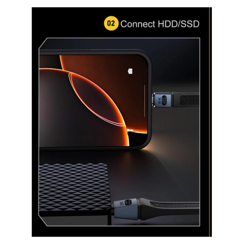 

B03B-Новый кабель USB4 2.0 80 Гбит/с Gen4 USB C к eGPU 16K PD 240 Вт Односторонний 120 Гбит/с Короткий кабель чёрный