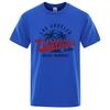 Camiseta de algodão gola redonda maskulina, topy de verão, roupas respiráveis, Los Angeles California Beach Paradise Fashion