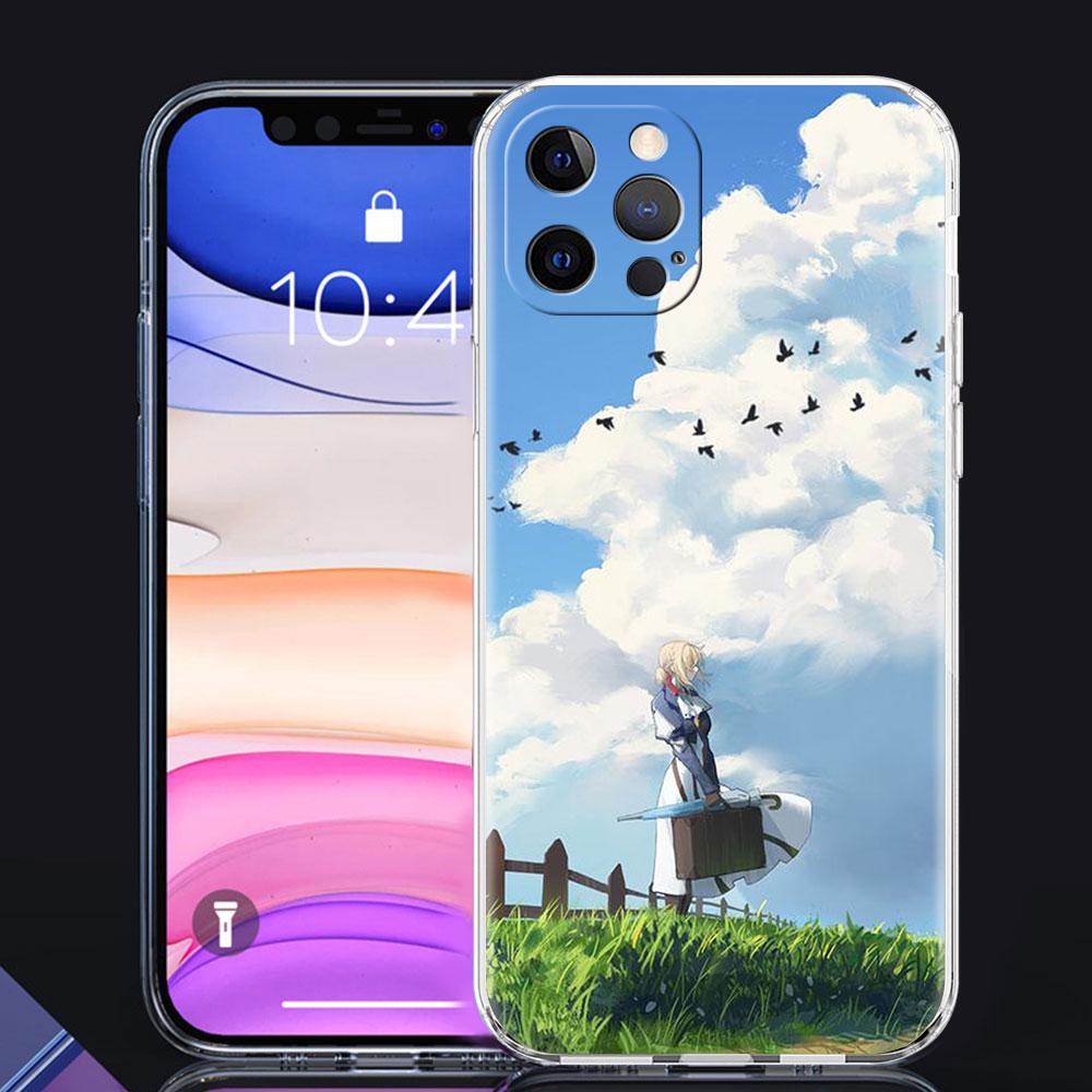 Husă transparentă Violet Evergarden pentru iPhone 13 Mini 12 Pro 11 XR SE 2020 XS Max 7 8 Plus X Husă de telefon din silicon 6 6S Shell Fuana Sac