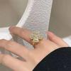 Adjustable Four-Leaf Clover Zircon Anxiety Relief Ring for Women