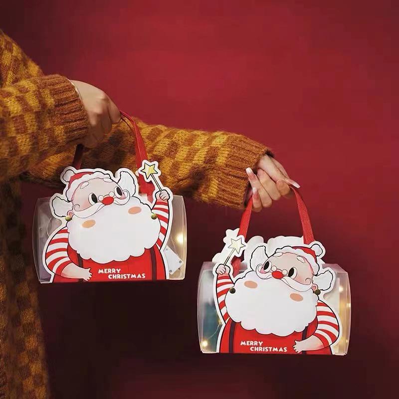 Christmas Eve Apple Candy Gift Bag Tote Gift Box Santa Claus Paper Bag Transparent Packaging Bag
