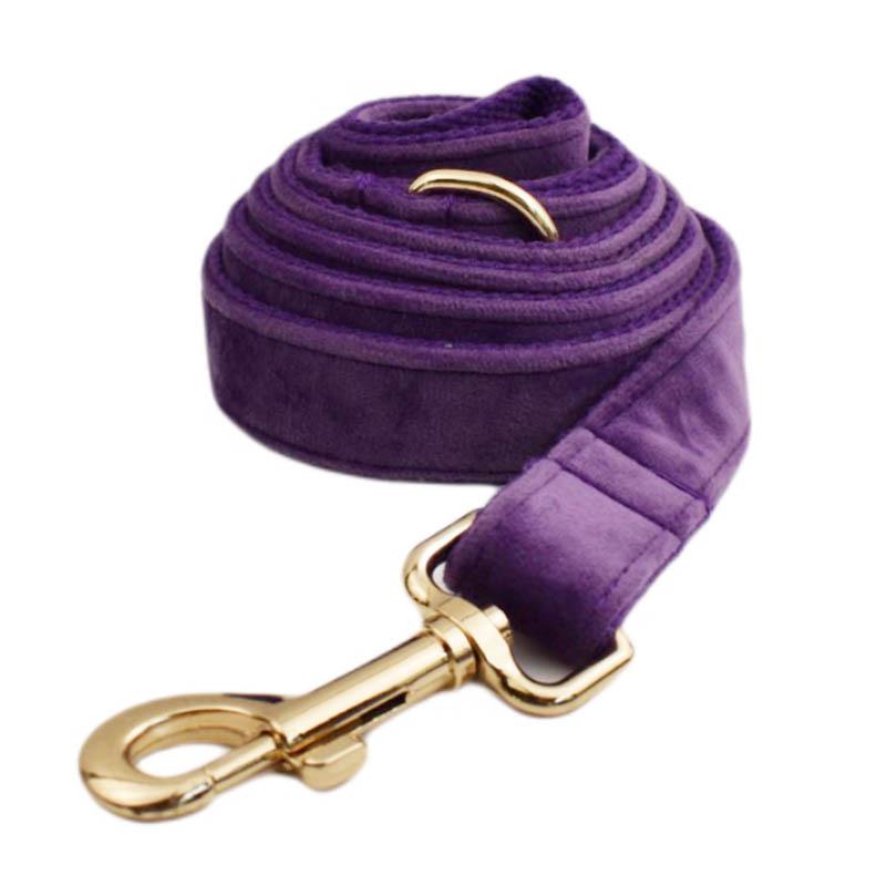 Purple Velvet Dog Collar & Leash Set