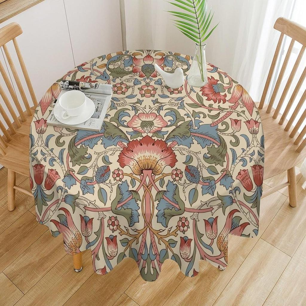 William Morris Bloemenprint Rond Tafelkleed Afwasbaar Polyester Stof Vintage Bloemen Wasbaar Tafelkleed Voor Feestdagen Keuken