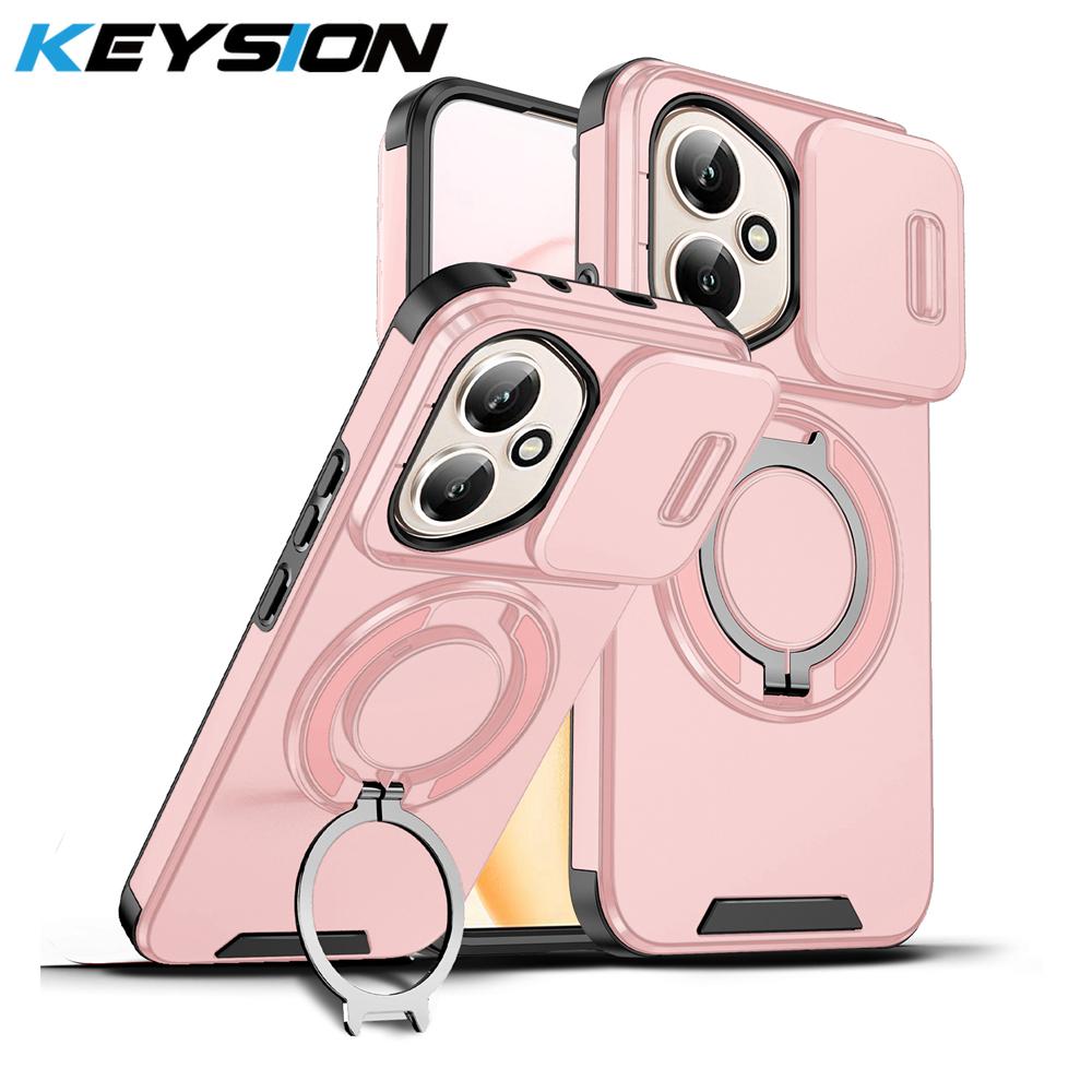 KEYSION 360° Ringständer Handyhülle für HONOR 400 Pro 5G Schiebkamera Schutz Magnetische Stoßfeste Rückabdeckung für Honor 400 5G