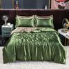 Luxury Satin Bedding Set King Queen Size Bed Cover Flat Sheet Pillowcase for Sleep Home Decro Mulberry Silk Bed Sets