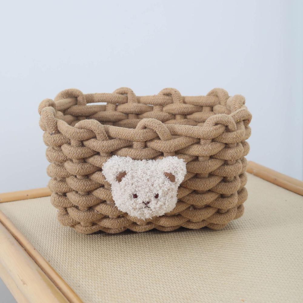 Handmade Storage Baskets Cartoon Animals Cotton Rope Woven Cosmetics Box Little Bear Sundries Organizer Cosmetic Storage