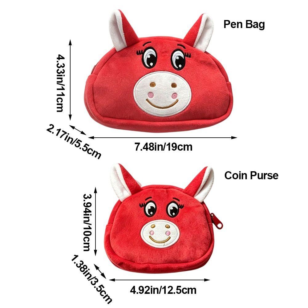 Large Capacity Pencil Case Plush Stationery Pouch Cartoon Earphone Pouch Stationery Organizer