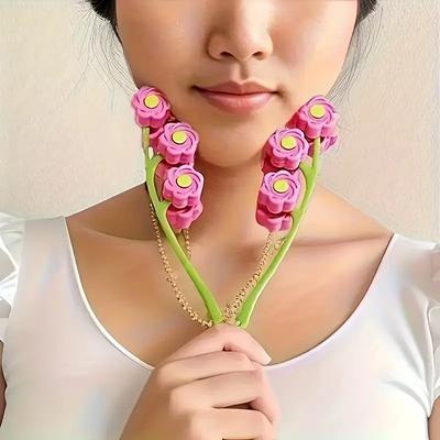 1PCS Flower Facial Massage Roller Rose Flower V Face Facial Massager Roller Massager V-Shaped Lifting and Firming Facial Massage Tool
