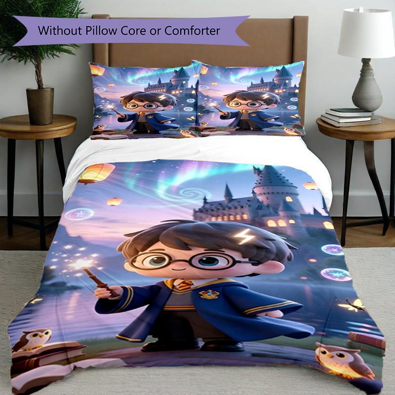 3pcs Duvet Cover Set (1*Duvet Cover + 2*Pillowcase, Without Core),Harry Potter Print Bedding Set, Bedroom Decor, All‑Season, Birthday Gift