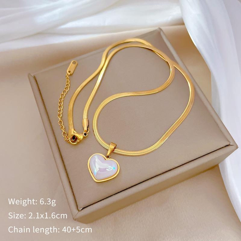Titanium Steel Mermaid Ji Love Corrugated Furnace Real Gold Necklace Female Collarbone Chain With Jewelry