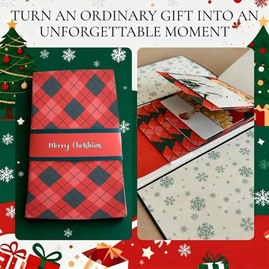 Handmade Waterfall Christmas Gift Card Booklet Creative Holiday Gift Card Festive Cash & Voucher Holder for Group Gifting