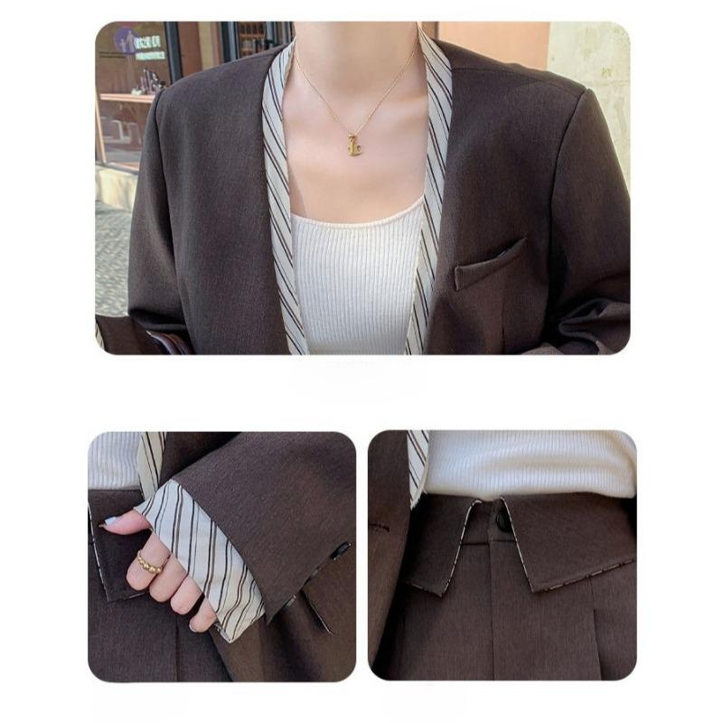 Vintage Elegant Slim Fit Blazer for Women Autumn Retro Office Jacket Petite Ladies Formal Coat