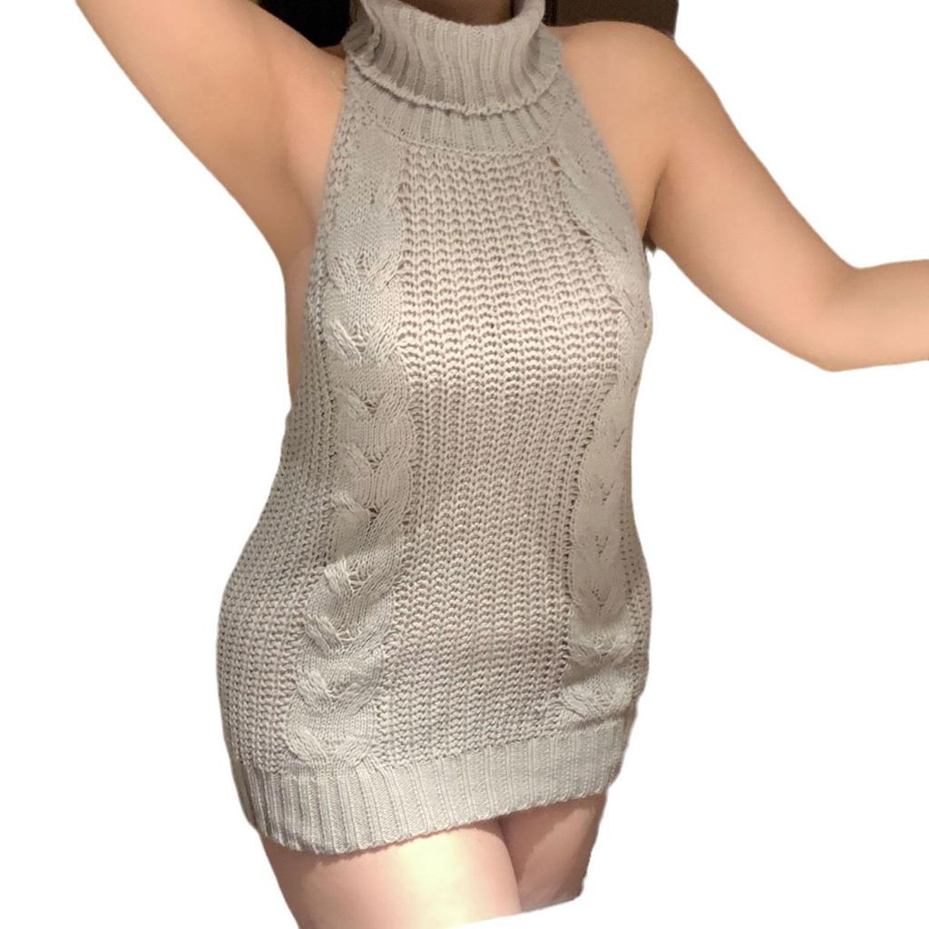 Plus Size Flattering Backless Knitwear - Japanese Style Sexy Knit