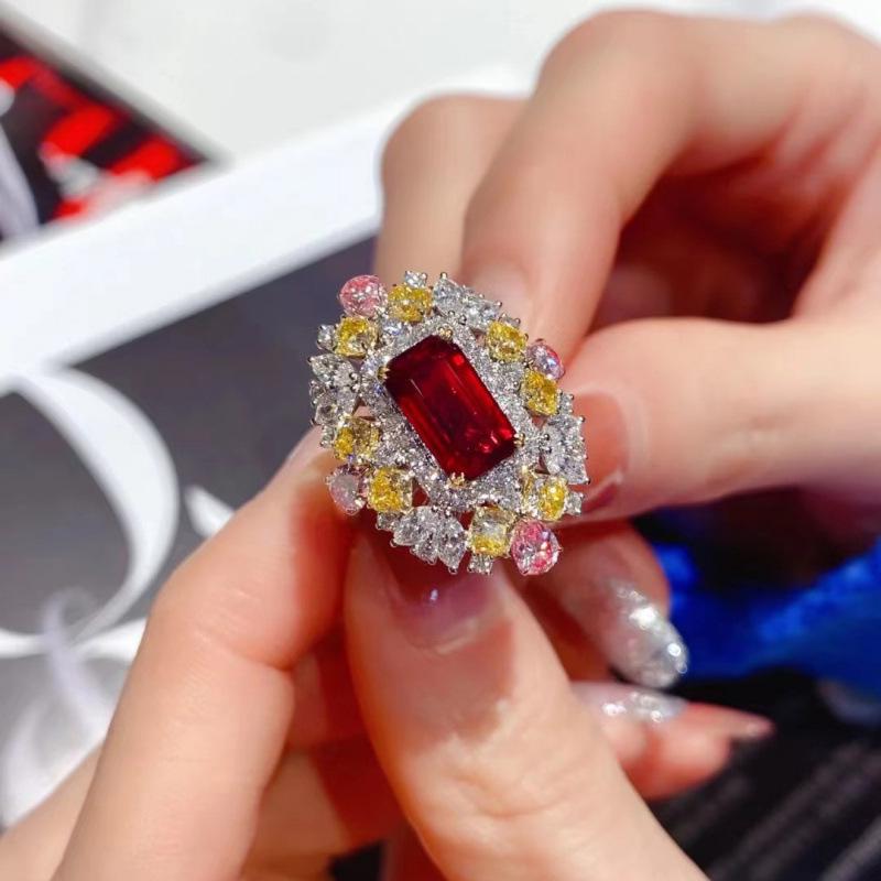 Luxurious Pigeon Blood Ruby Ring: Openable Design for Women, Internet Celebrity Style