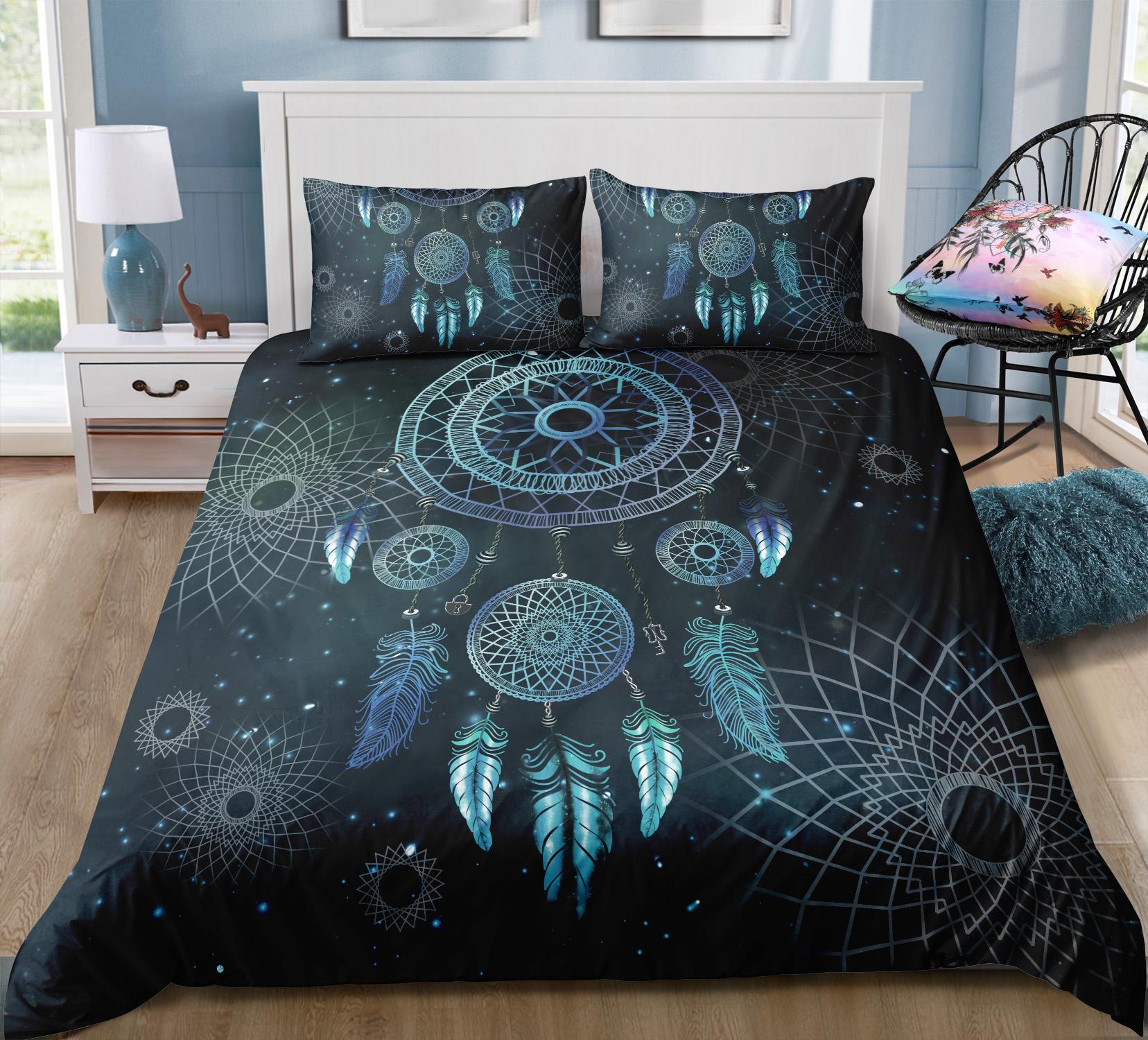 

Постельное белье с принтом «Ловец снов», односпальная двуспальная кровать, полноразмерная наволочка и пододеяльник, 2 или 3 сказочных украшения дома для девочек и женской комнаты EU Single 135x200cm