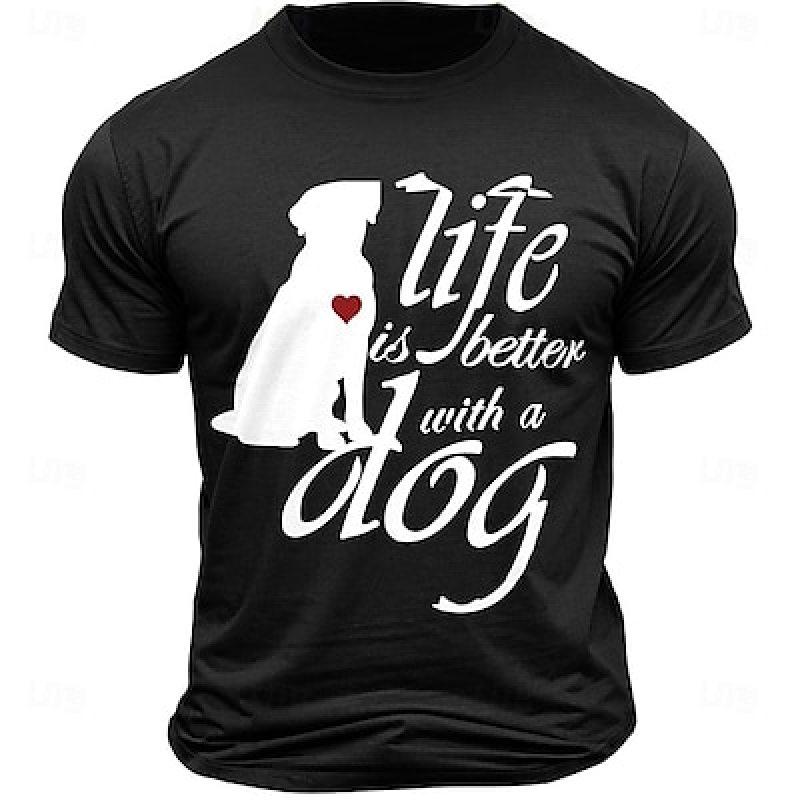 T-Shirt mit Hunde-Aufdruck und Buchstaben-Motiv für Herren, Grafik, Sport, klassisches Hemd, kurzärmelig, Sommer, Frühling, Mode, Designer-Kleidung