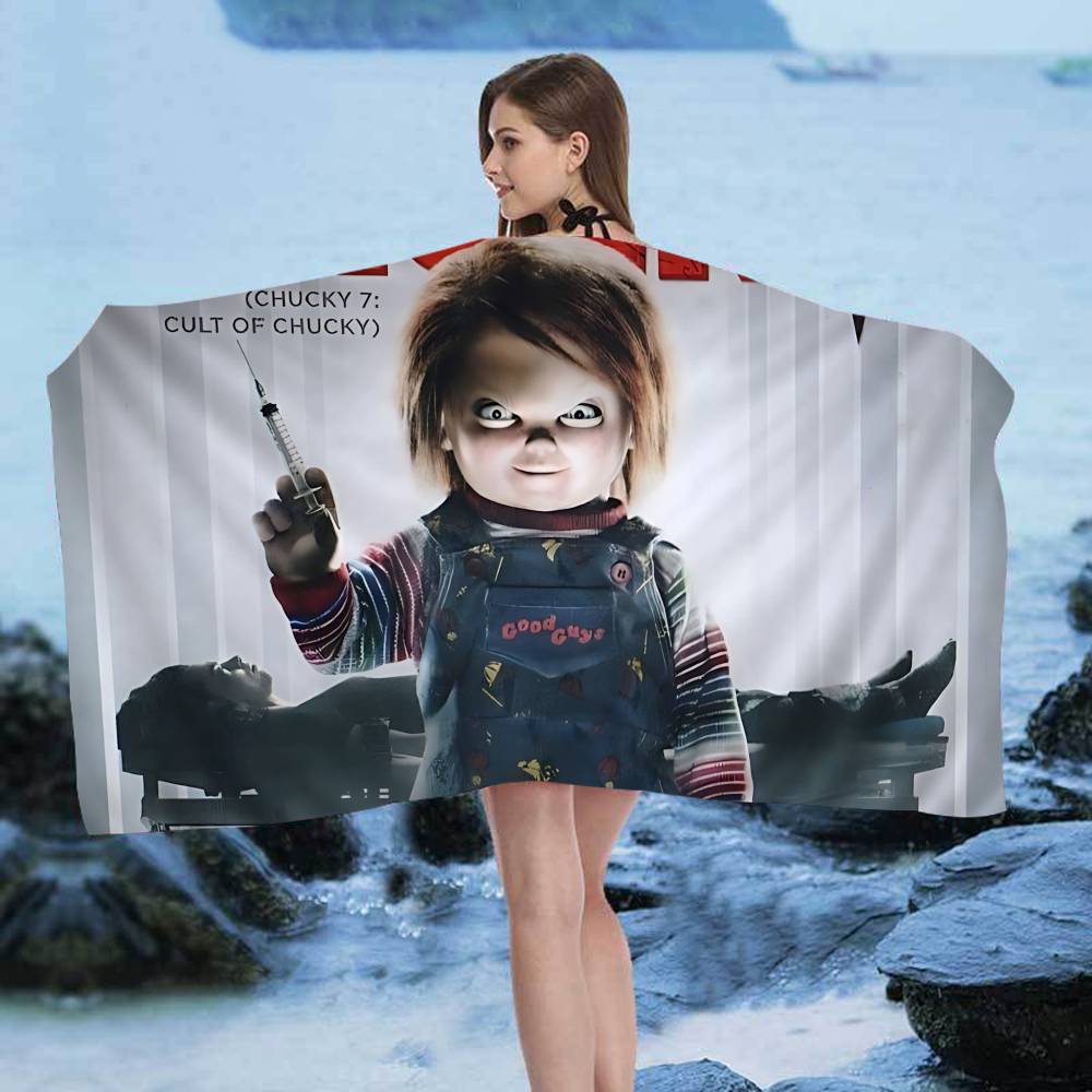 Horror Movie C-Child P-Play Beach Colorful Bath Towels for Girl Microfiber Quick Dry Sand Free Beach Yoga Spa Gym Pool