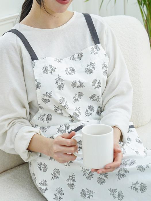 HANSSEM Flower Waterproof Fabric Apron White Flower
