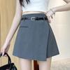 Women's Gray High Waist Irregular A-line Midi Skirt 2025 - Slimming, Casual, Spring/Autumn Fashion